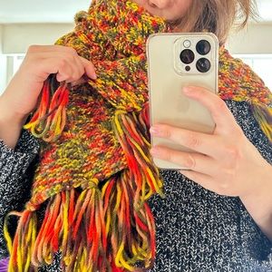 Hand made scarf / colourful scarf / Chunky knit Scarf / wool blanket scarf